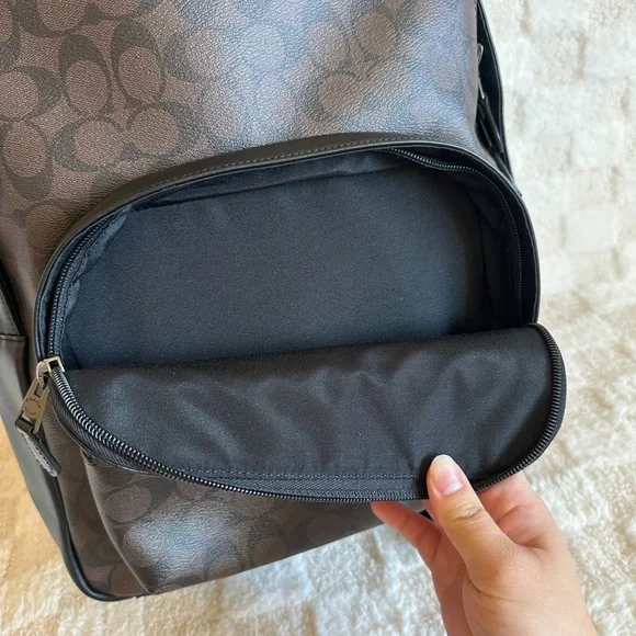 NWT!Rare! Coach F72483 Men's Houston Backpack In Signature Canvas Mahogany Black